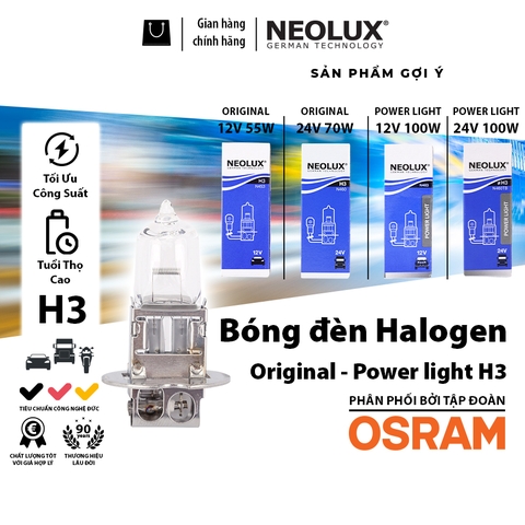 Bóng Đèn Halogen Power Light OSRAM NEOLUX H3 12V 24V - Nhập Khẩu Chính Hãng