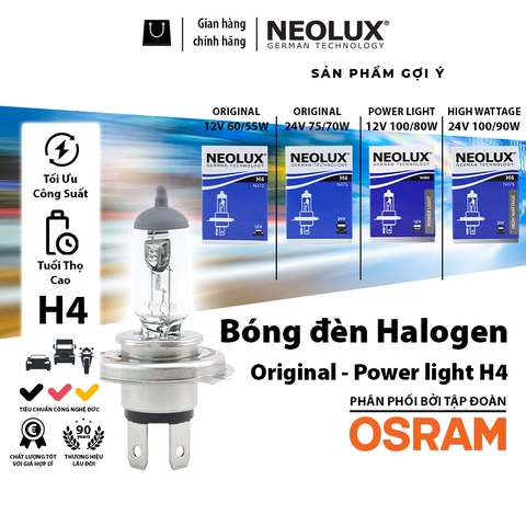 Bóng Đèn Halogen Power Light OSRAM NEOLUX H4 12V 24V - Nhập Khẩu Chính Hãng