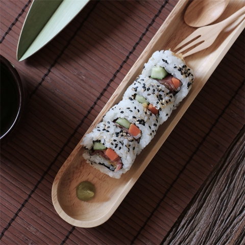 Khay gỗ sushi dài