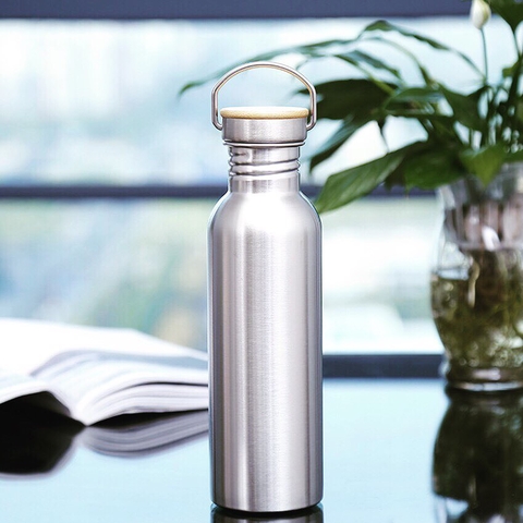 Bình nước inox nắp gỗ 650ml