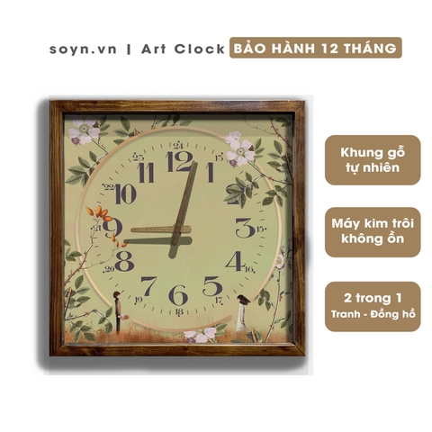 Đồng hồ treo tường gỗ tự nhiên | Tranh đồng hồ trang trí tường | Đồng hồ tình nhân | Artclock Soyn C122B