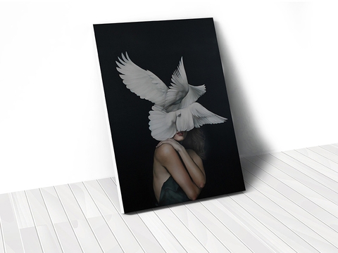 Tranh Lady with feather abstract 04