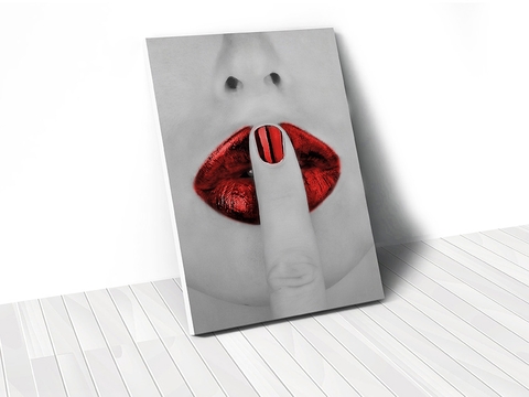 Tranh Lady red lips, silent, fashion