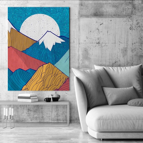 Tranh Mountain abstract, colorful