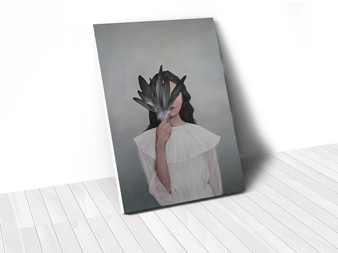 Tranh Lady with feather abstract 02