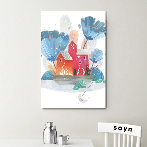 Tranh canvas Flower, Moon, Landscape, Illustration S0111