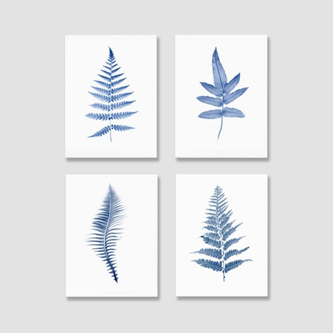 Tranh Leaves, botanical, blue