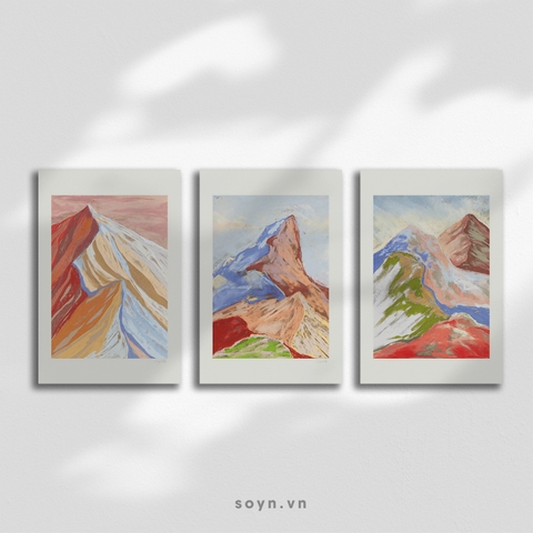 Bộ tranh treo tường Landscape, Mountain, Phong cảnh ngọn núi, nghệ thuật trừu tượng, Soyn SE593