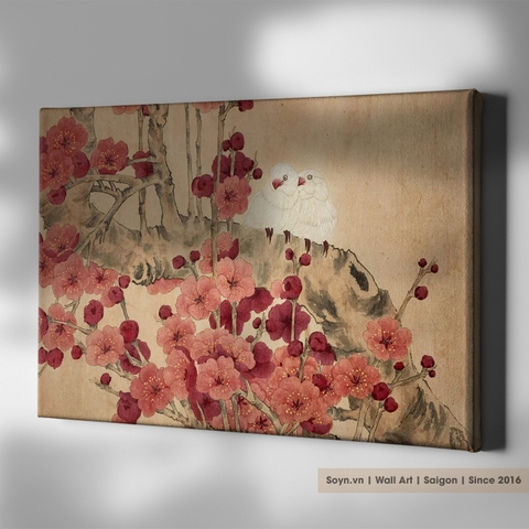Tranh treo tường Cotton Canvas căng khung gỗ thông tràn cạnh Flower S0446