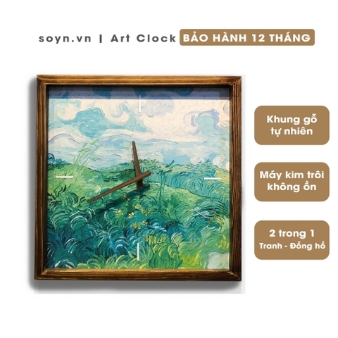 Đồng hồ treo tường gỗ nghệ thuật Van Gogh | Tranh đồng hồ trang trí tường | Quà tặng tân gia | Artclock Soyn VG06