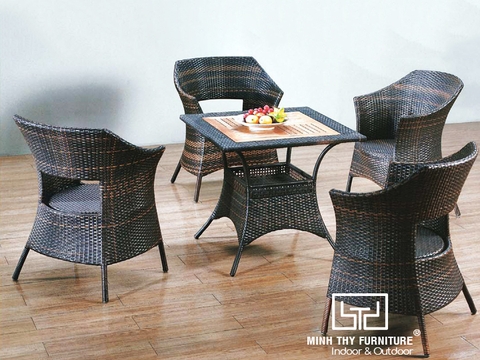 BÀN GHẾ CAFE NHỰA GIẢ MÂY MT2A70