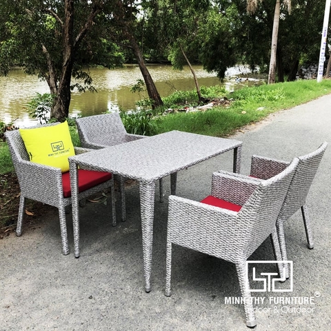 Bàn Ghế Sân Vườn Nhựa Giả Mây MT2A47