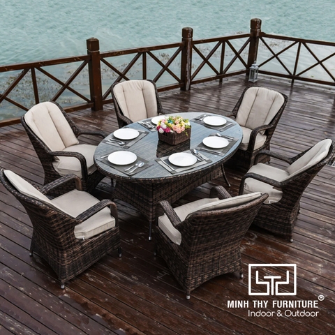 Bàn Ghế Giả Mây Ngoài Trời MT2037