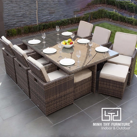 Bàn Ghế Giả Mây Ngoài Trời  MT2046