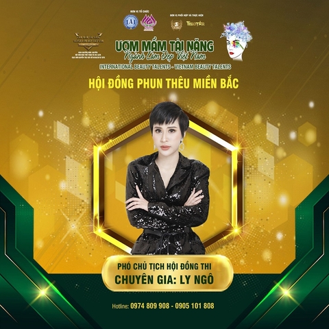 Chuyên gia phun thêu thẩm mỹ Ly Ngô - Phó Chủ tịch hội đồng thi Phun thêu miền Bắc tại “Ươm mầm tài năng ngành làm đẹp Việt Nam”