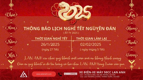 Xe Lan Anh thông báo lịch nghỉ Tết Ất Tị 2025