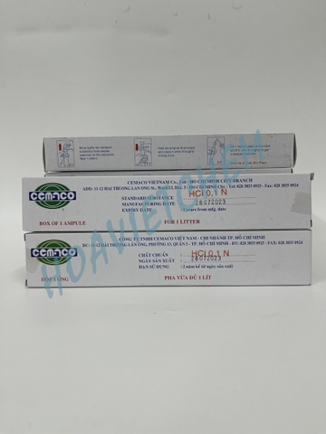 Ống chuẩn HCl 0,1N Cemaco, Ống chuẩn made in Vietnam, ống chuẩn phòng thí nghiệm