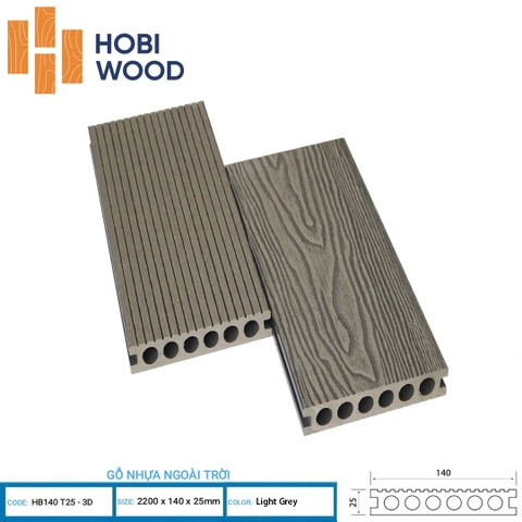 Sàn Gỗ Nhựa HOBIWOOD HB140 T25-3D Light Grey