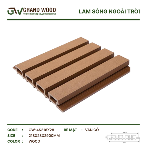 Tấm Ốp Lam Sóng GrandWood GW-4S 218X28 Wood