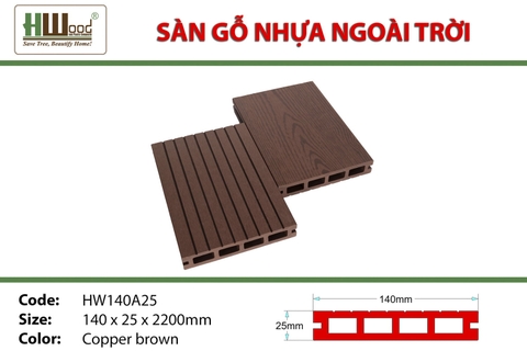 Sàn Gỗ Nhựa HWOOD HW140A25 Copper Brown