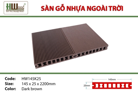 Sàn Gỗ Nhựa HWOOD HW145K25 Dark Brown