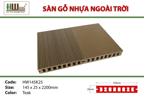 Sàn Gỗ Nhựa HWOOD HW145K25 Teak