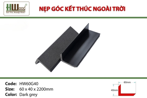 Nẹp gỗ nhựa HWOOD HW60G40 Dark Grey