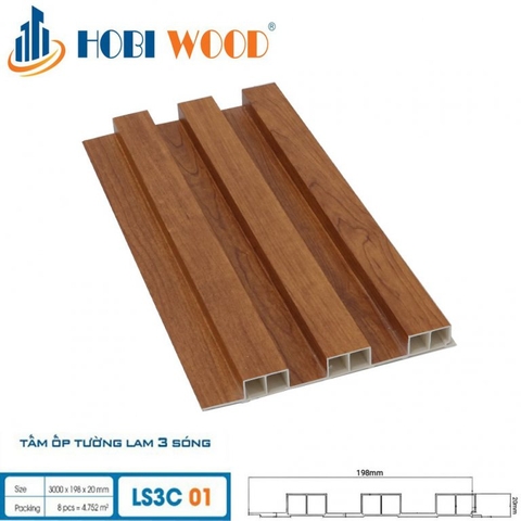 Lam Sóng Gỗ Nhựa HobiWood LS3C-01