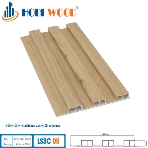 Lam Sóng Gỗ Nhựa HobiWood LS3C-05