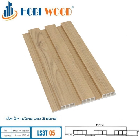 Lam Sóng Gỗ Nhựa HobiWood LS3T-05