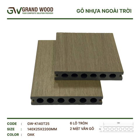 Sàn Gỗ Nhựa GW-K140T25 Oak