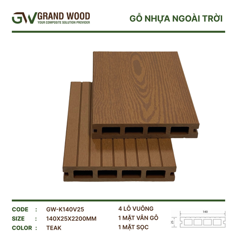 Sàn Gỗ Nhựa GW-K140V25 Teak