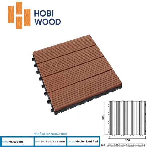 Vỉ Gỗ Nhựa HobiWood VS300V300 Maple-Leaf Red