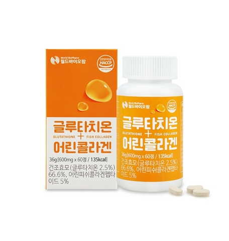 Viên uống trắng da World BioPharm glutathione fish collagen (60 viên/hộp)