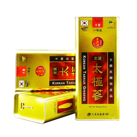 Hồng sâm thái cực củ khô Daedong korean taekuk ginseng 300g #hộp thiếc