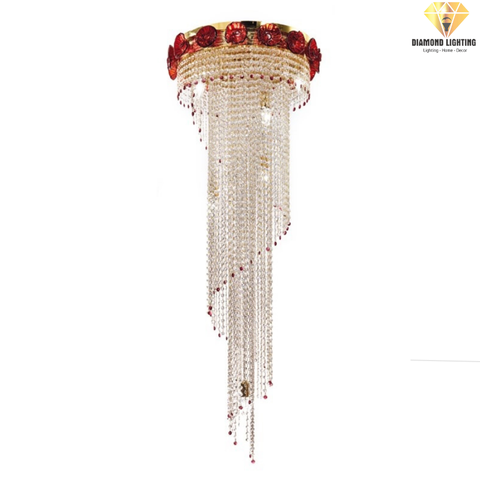 DIAMOND LIGHTING ĐÈN CHÙM PHA LÊ THÔNG TẦNG HIỆN ĐẠI VÀNG ĐỎ - DC 1982