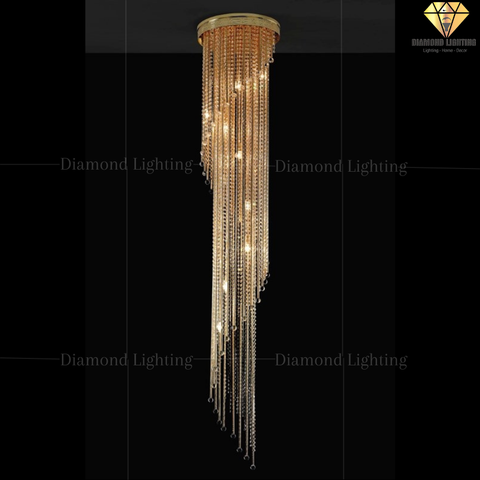 DIAMOND LIGHTING ĐÈN CHÙM THÔNG TẦNG PHA LÊ HIỆN ĐẠI VÀNG TRẮNG - DC 1493