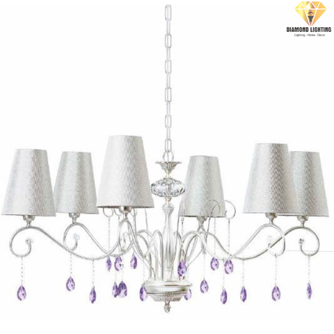 DIAMOND LIGHTING ĐÈN CHÙM HỢP KIM CỔ ĐIỂN TRẮNG TÍM - DC 1630/CH6 AV