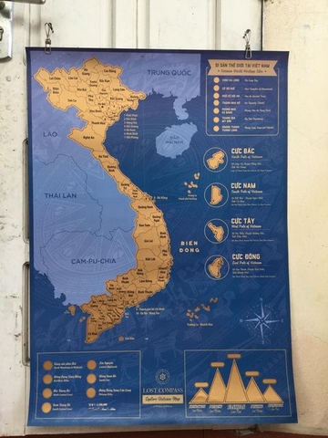 Bản Đồ Cào Việt Nam Phiên Bản XANH HOÀNG KIM – Vietnam Scratch Map ROYAL BLUE Edition