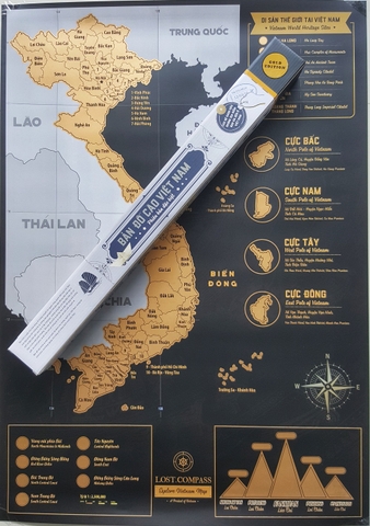 Bản đồ cào Việt Nam phiên bản Vàng - Vietnam Scratch Map Gold Deluxe Edition