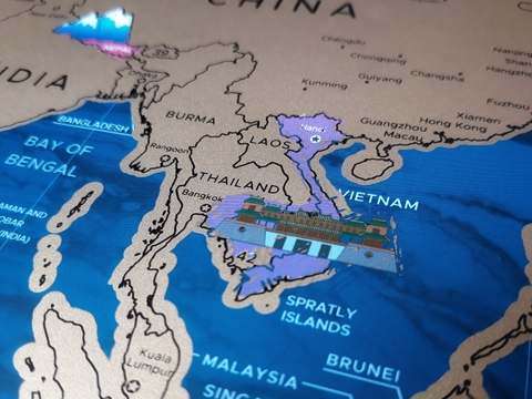 #Combo Bản đồ cào Việt Nam Xanh Hoàng Kim và Thế Giới Adventure Hunt (Xanh)