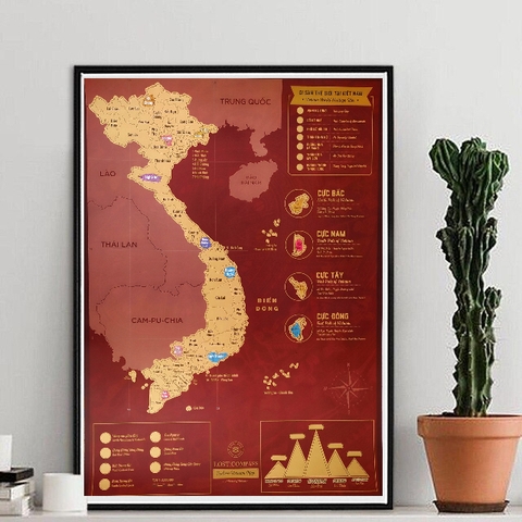 Bản Đồ Cào Việt Nam Phiên Bản ĐỎ HOÀNG KIM – Vietnam Scratch Map Red Velvet Edition