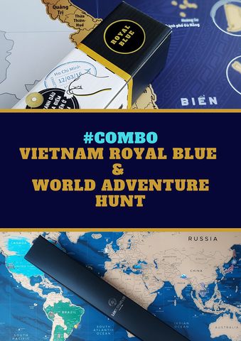 #Combo Bản đồ cào Việt Nam Xanh Hoàng Kim và Thế Giới Adventure Hunt (Xanh)