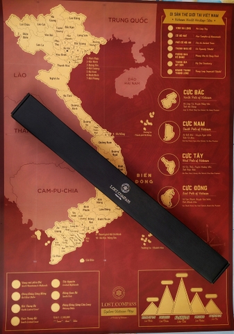 Bản Đồ Cào Việt Nam Phiên Bản ĐỎ HOÀNG KIM – Vietnam Scratch Map Red Velvet Edition