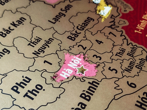 Bản Đồ Cào Việt Nam Phiên Bản ĐỎ HOÀNG KIM – Vietnam Scratch Map Red Velvet Edition