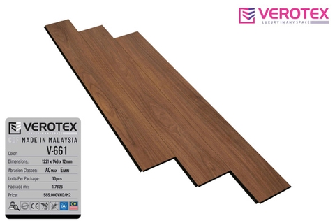 Sàn Gỗ Verotex V661 - 12mm – cốt đen CDF - Malaysia