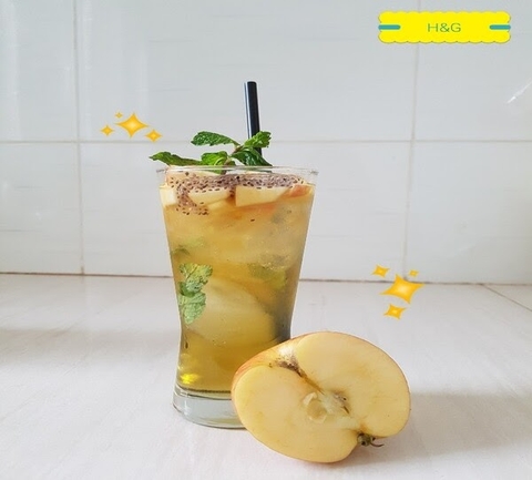 công thức pha chế trà táo mojito hạt chia