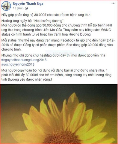Dậy sóng mạng: Trào lưu đăng ảnh hoa hướng dương ủng hộ 30.000 đồng cho bệnh nhi ung thư