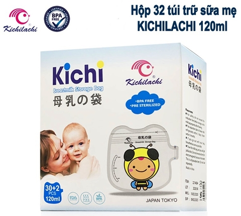 (Mẫu mới 2020) Hộp 32 túi trữ sữa Mẹ 120ml Kichilachi - Công Nghệ Nhật