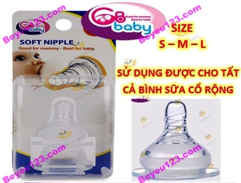Vỉ 2 núm ti silicone mềm cổ rộng GB BABY - phụ kiện bình sữa Hàn Quốc